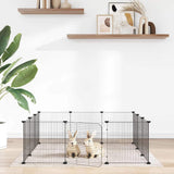 vidaXL Pet Playpen with 8 Panels, Black, 35x35 cm, Steel