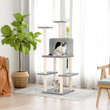 vidaXL Cat Tree with Sisal Scratching Posts 144.5 cm Cream