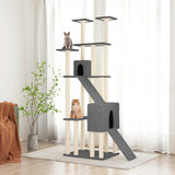 vidaXL Cat Tree with Sisal Scratching Posts 190 cm Light Grey