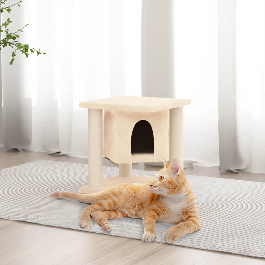 vidaXL Kattenmeubel met sisal krabpalen 37 cm crèmekleurig