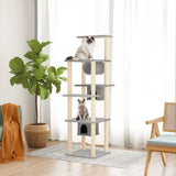 vidaXL Cat Tree with Sisal Scratching Posts 169 cm Cream