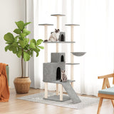 vidaXL Cat Tree with Sisal Scratching Posts 175 cm Light Grey