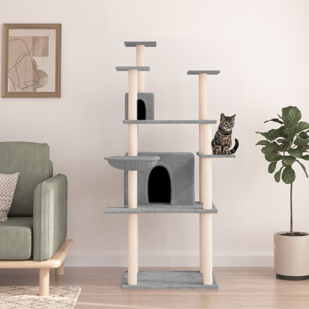 vidaXL Kattenmeubel met sisal krabpalen 166 cm crèmekleurig