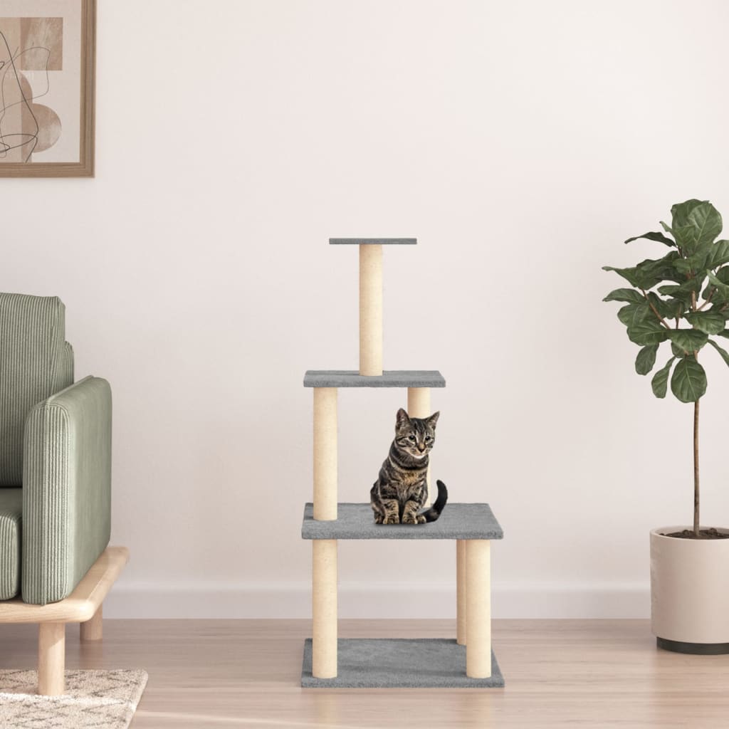 vidaXL Cat Tree with Sisal Scratching Posts 111 cm Cream
