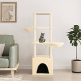 vidaXL Cat Tree with Sisal Scratching Posts 147 cm Cream