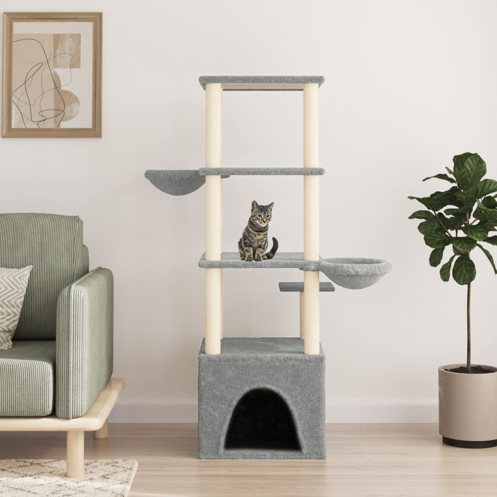 vidaXL Cat Tree with Sisal Scratching Posts 147 cm Cream