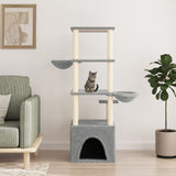 vidaXL Cat Tree with Sisal Scratching Posts 147 cm Cream
