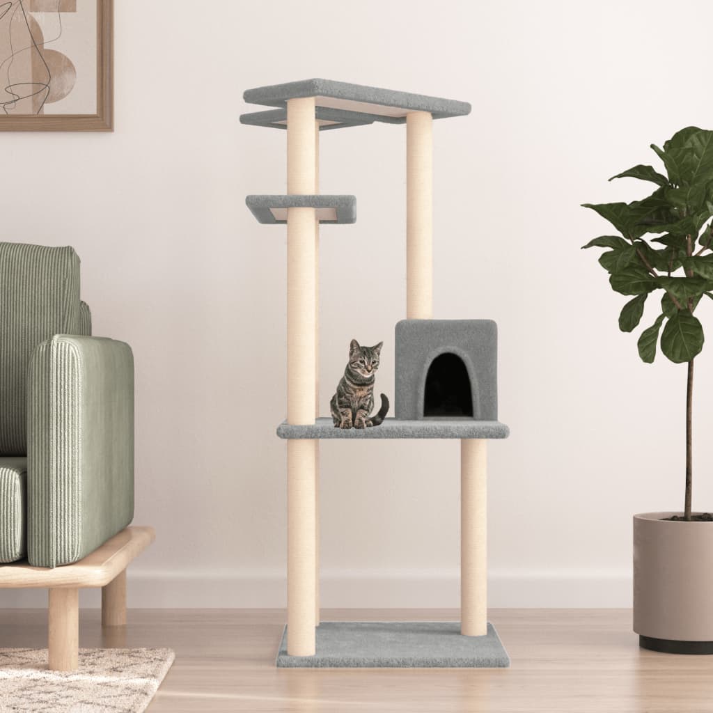 vidaXL Cat Tree with Sisal Scratching Posts 123 cm Cream