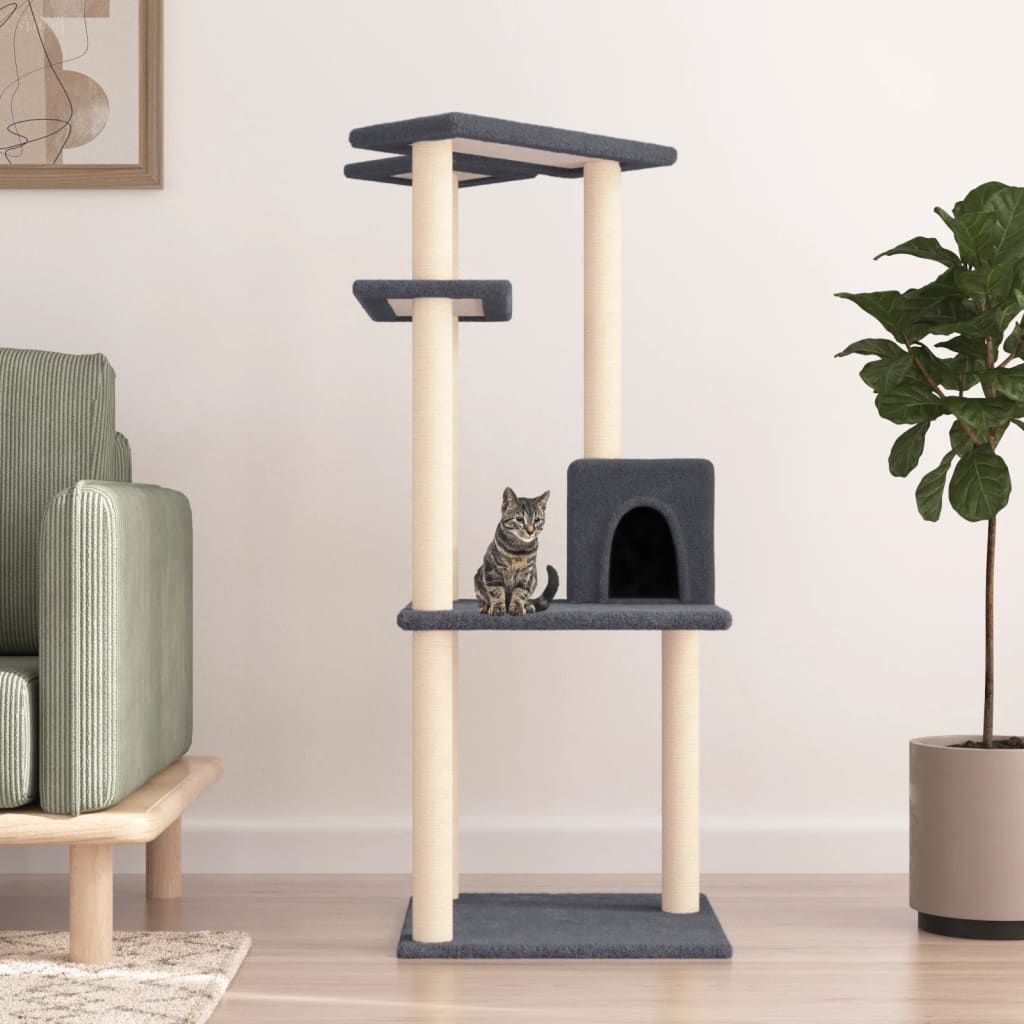 vidaXL Cat Tree with Sisal Scratching Posts 123 cm Cream