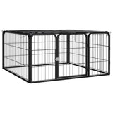 vidaXL Dog Kennel 4 Panels 100x50 cm Powder-Coated Steel Black