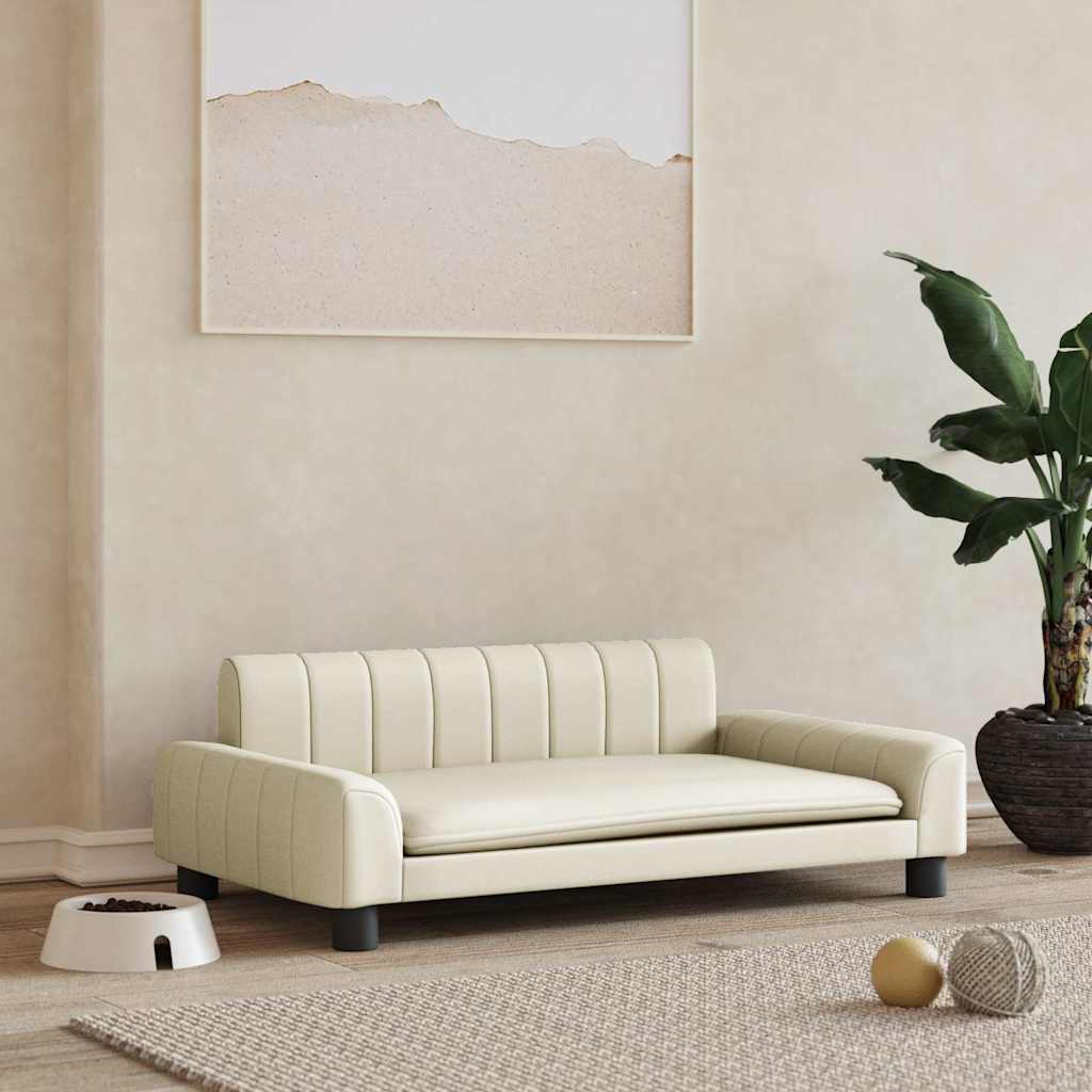 vidaXL Dog Bed 90x53x30 cm artificial leather cream