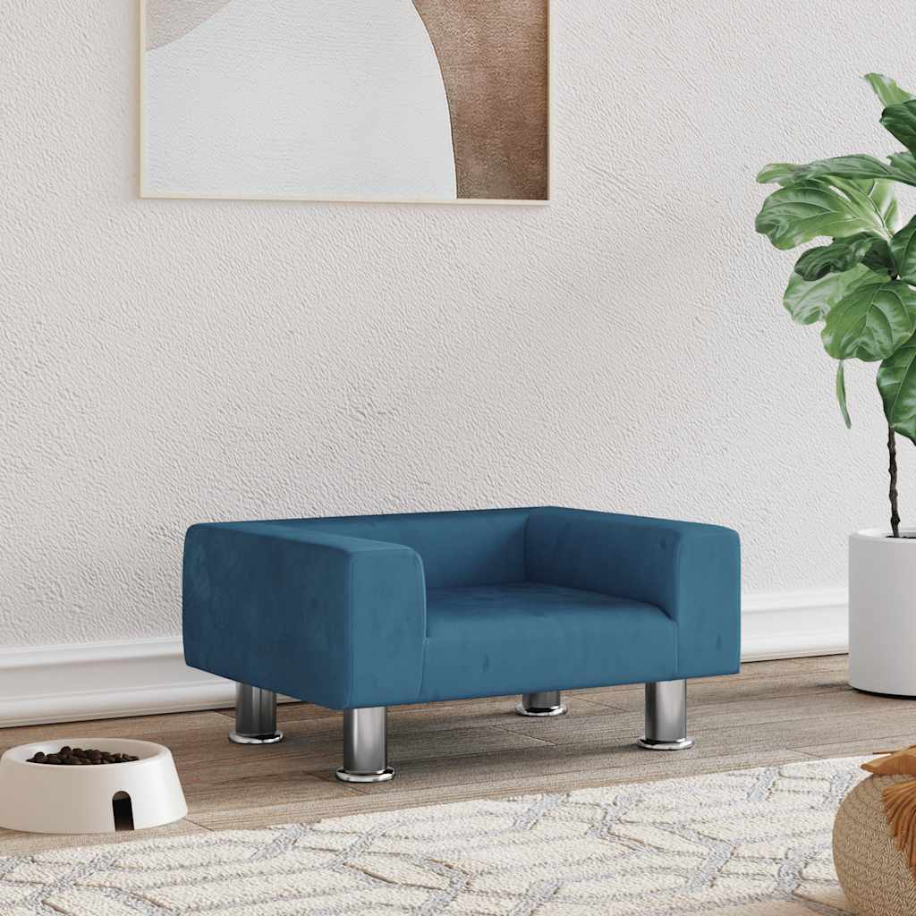 vidaXL Dog Bed 70x45x26.5 cm velvet blue