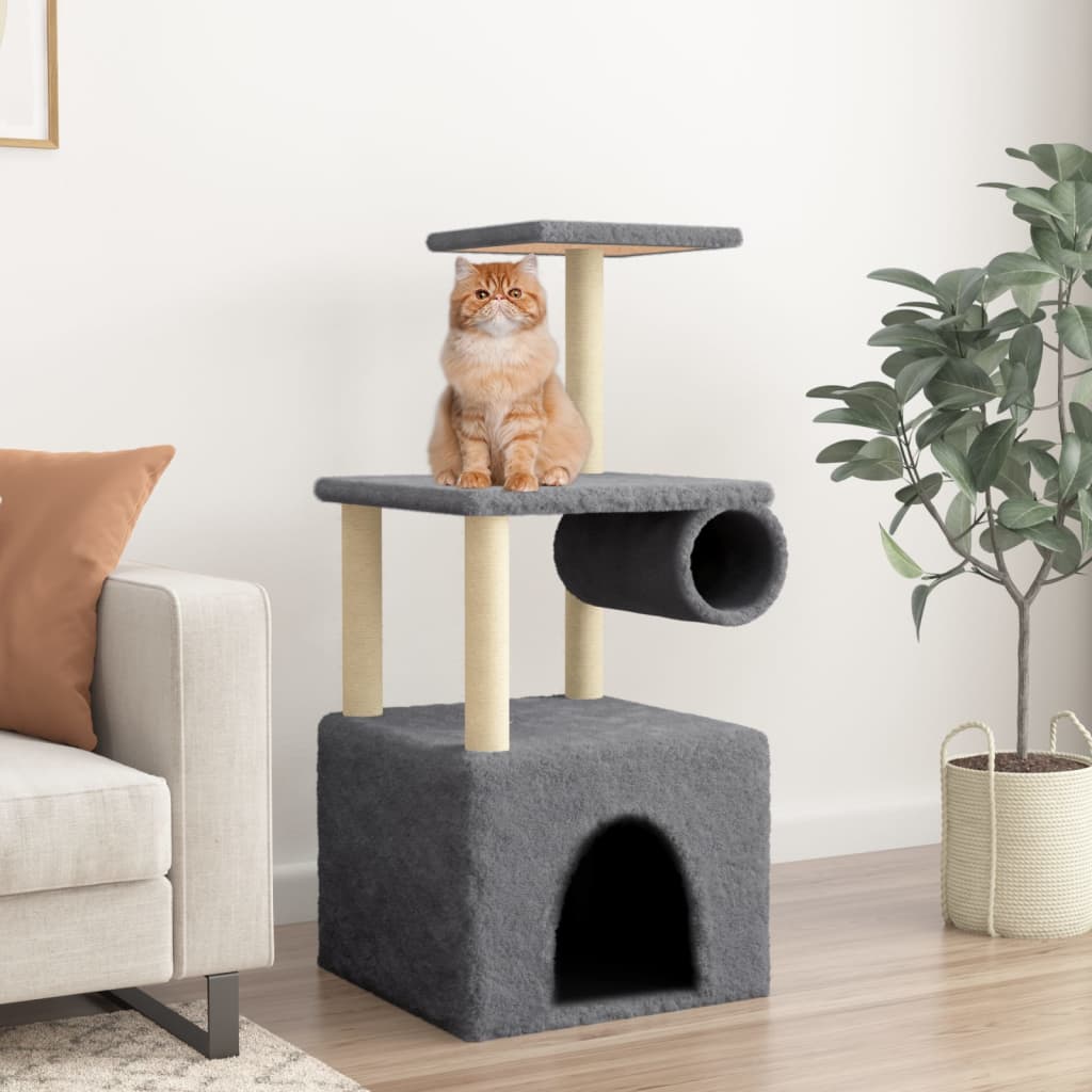 vidaXL Cat Tree with Sisal Scratching Posts 109.5 cm Cream