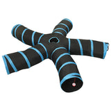 vidaXL Kattentunnel S-vorm 122 cm polyester zwart en blauw