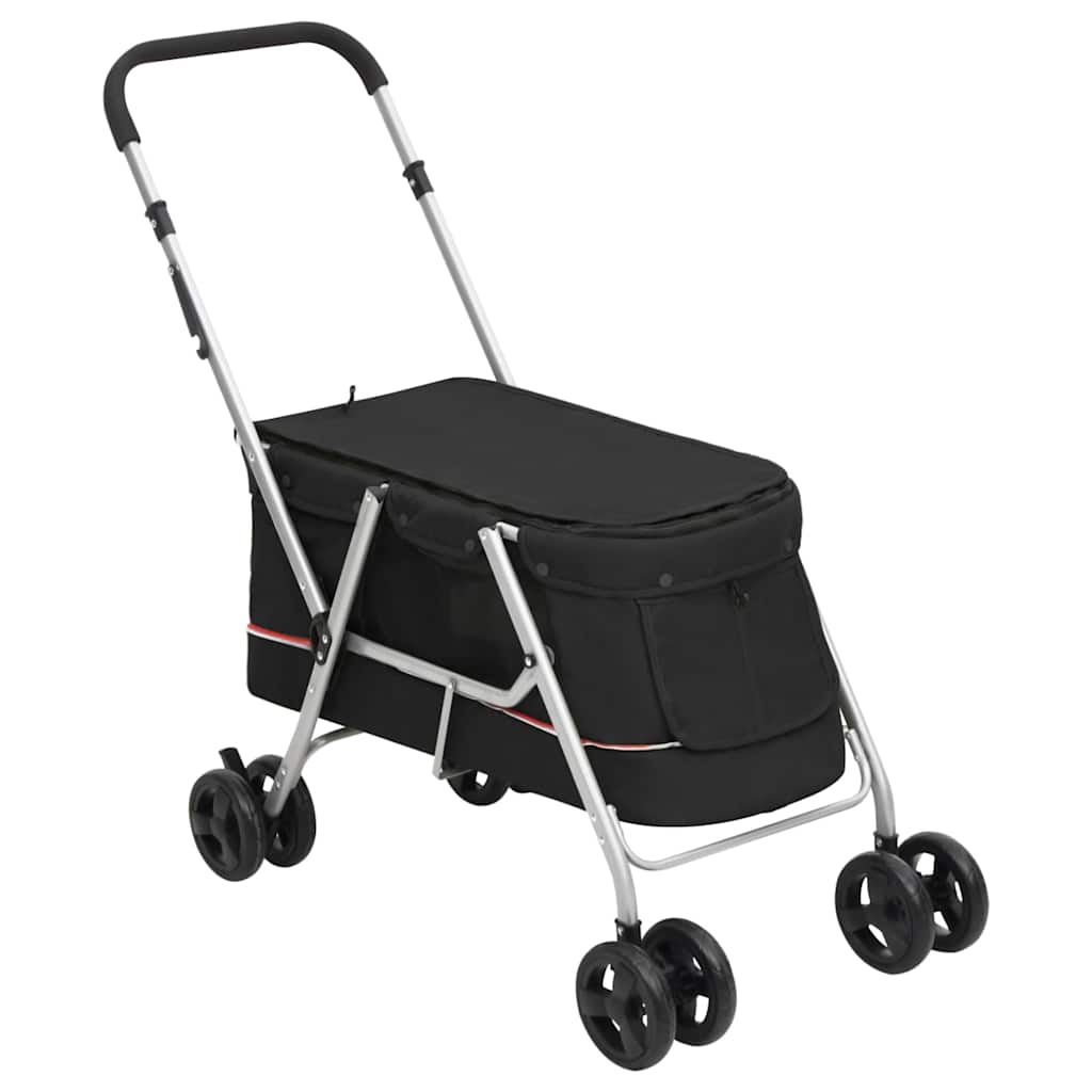 vidaXL Foldable Dog Stroller 100x49x96 cm Linen Fabric Black