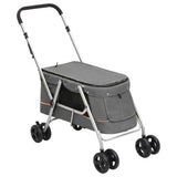vidaXL Foldable Dog Stroller 100x49x96 cm Linen Fabric Black