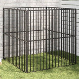 vidaXL Dog Kennel 4 Panels Powder-Coated Steel Black