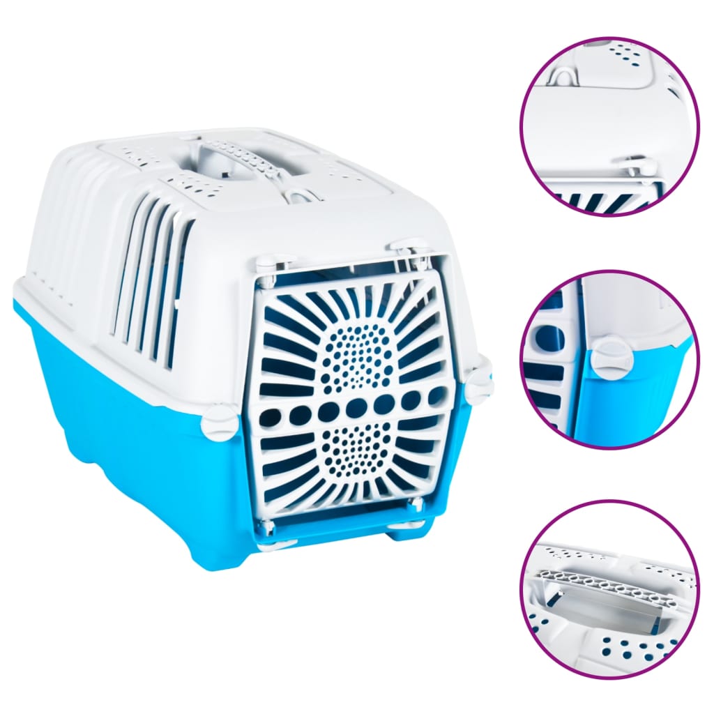 vidaXL Travel Crate 48x31.5x33 cm polypropylene white and blue