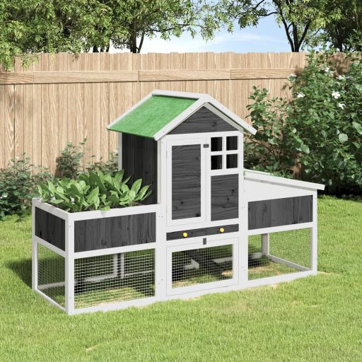 vidaXL Rabbit hutch 170x63x113 cm solid pine wood brown