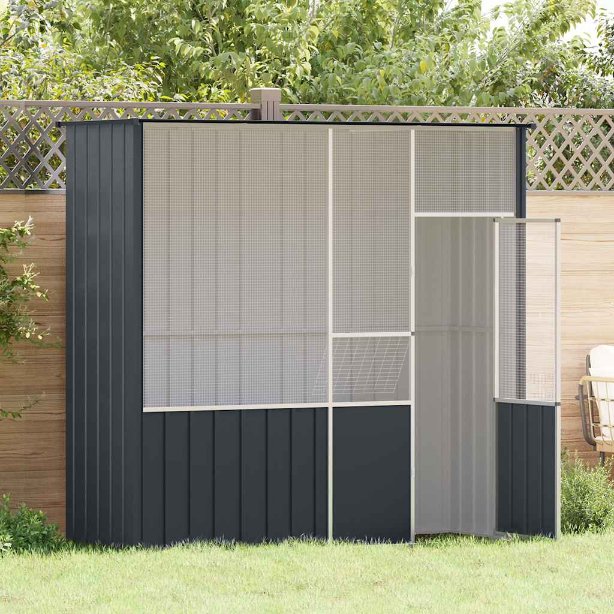 vidaXL Aviary 115x78x200 cm Galvanized Steel Anthracite