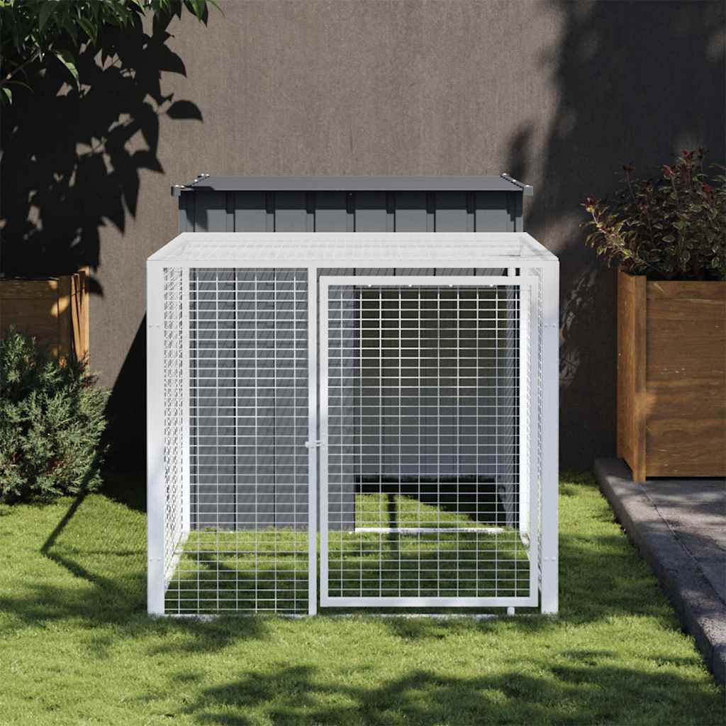 vidaXL Kippenhok met ren antraciet 110x201x110 cm gegalvaniseerd staal