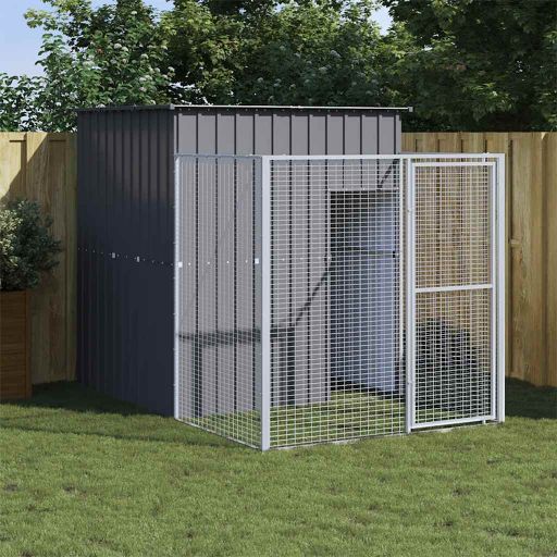 vidaXL Hondenhok met ren 165x251x181 cm gegalvaniseerd staal antraciet