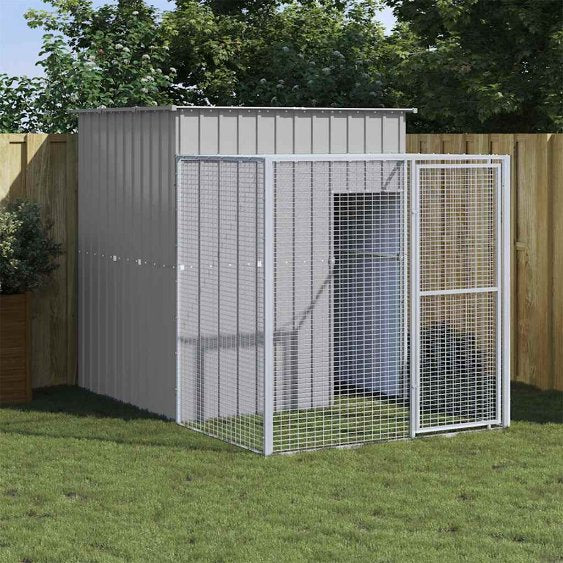 vidaXL Chicken Coop with Run 165x251x181 cm Galvanized Steel Anthracite