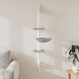 vidaXL Kattenmeubel wandgemonteerd met krabpaal 142,5 cm crèmekleurig