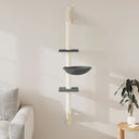 vidaXL Kattenmeubel wandgemonteerd met krabpaal 142,5 cm crèmekleurig