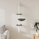 vidaXL Kattenmeubel wandgemonteerd met krabpaal 142,5 cm crèmekleurig