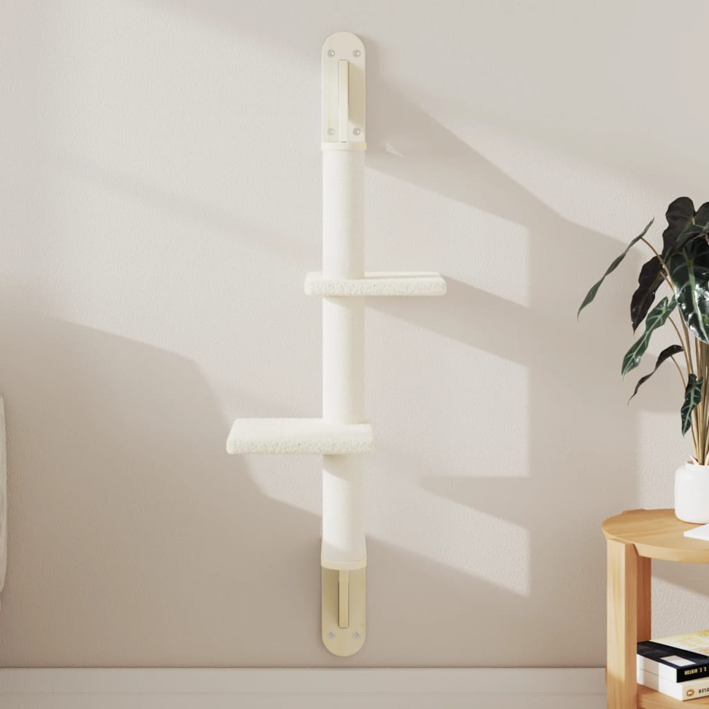vidaXL Wall-Mounted Cat Tree with Scratching Post 108 cm Cream