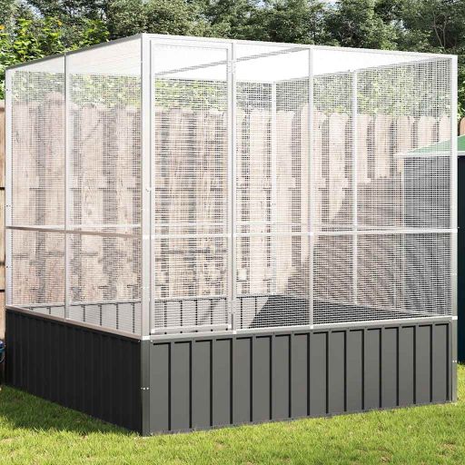 vidaXL Volière 210,5x107x212 m staal zilverkleurig