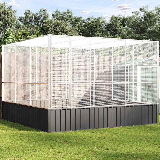 vidaXL Volière 210,5x107x212 m staal zilverkleurig
