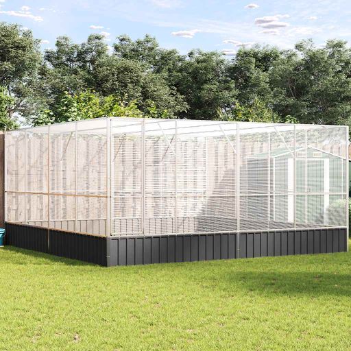 vidaXL Volière 210,5x107x212 m staal zilverkleurig