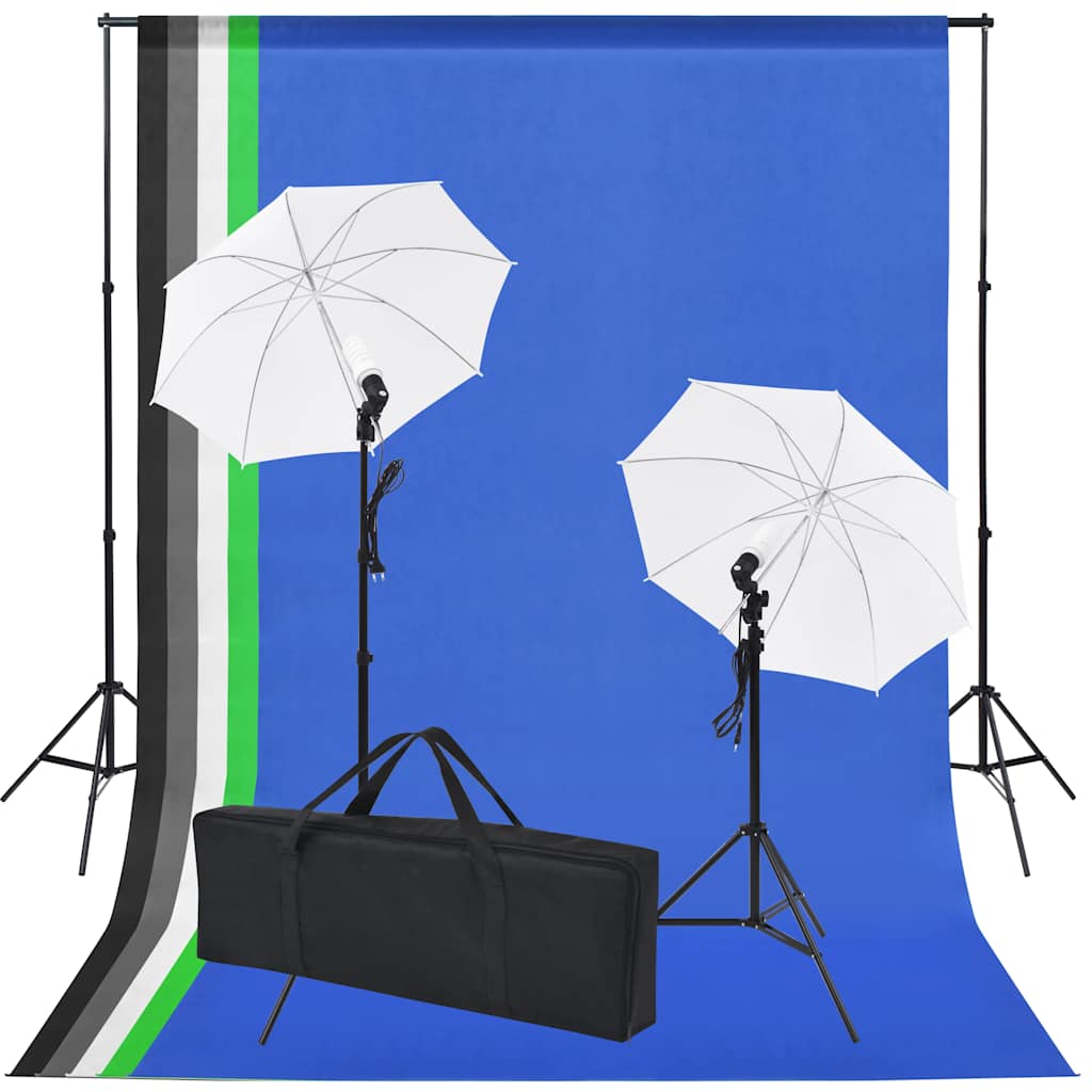 vidaXL Photo Studio Kit with 5 Backdrops & 2 Umbrellas