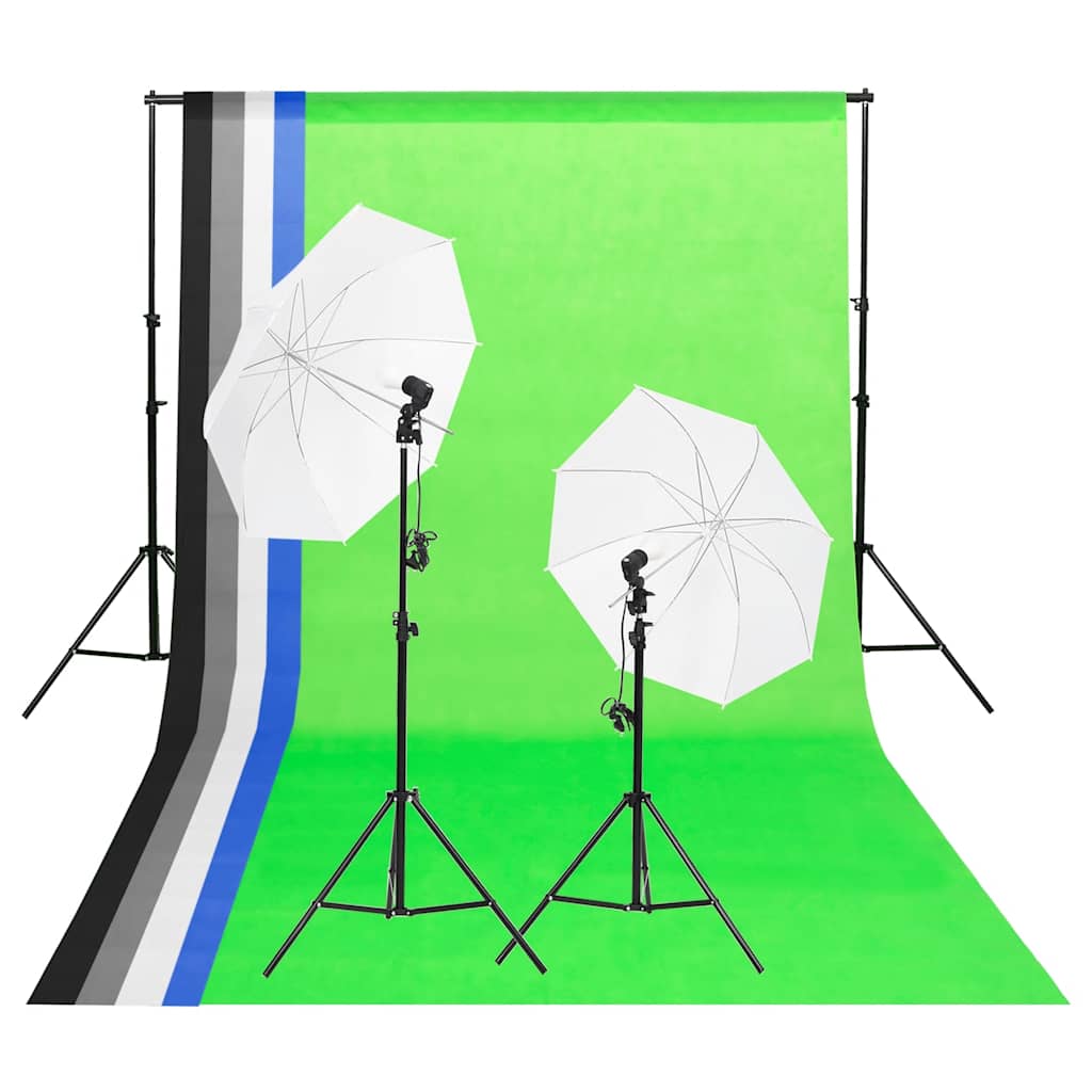 vidaXL Photo Studio Kit with 5 Backdrops & 2 Umbrellas