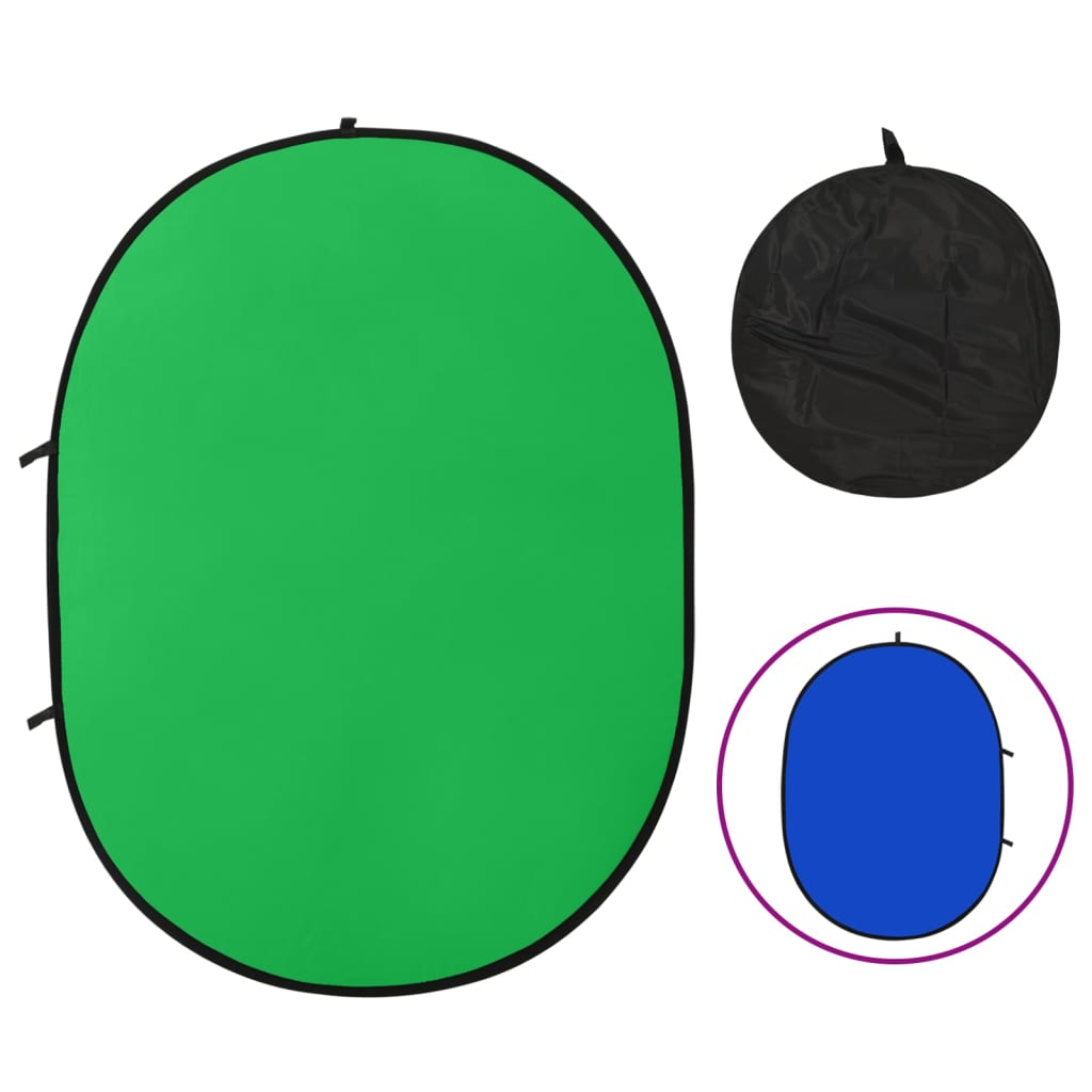 vidaXL Studio Collapsible Backdrop 2-in-1 Oval 200x150 cm Green and Blue