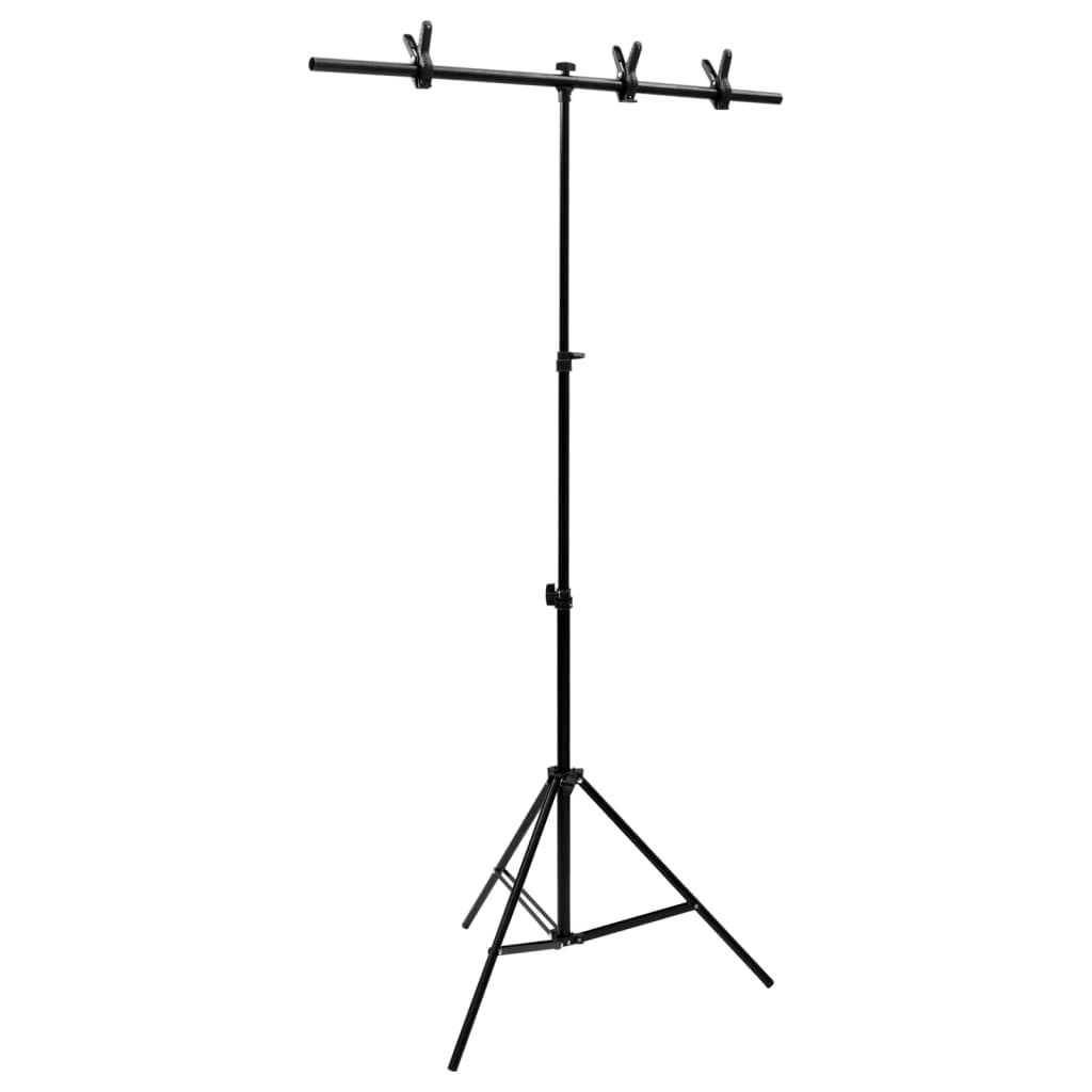 vidaXL Background Support T-shaped 91x60x(70-200) cm black