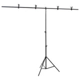 vidaXL Background Support T-shaped 91x60x(70-200) cm black