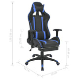 vidaXL Bureau-/gamestoel verstelbaar met voetensteun blauw
