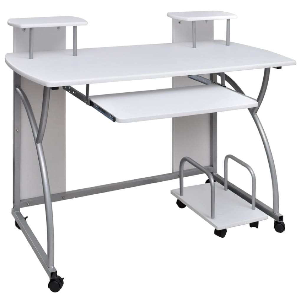 vidaXL Computerbureau 110x52x88,5 cm bewerkt hout zwart