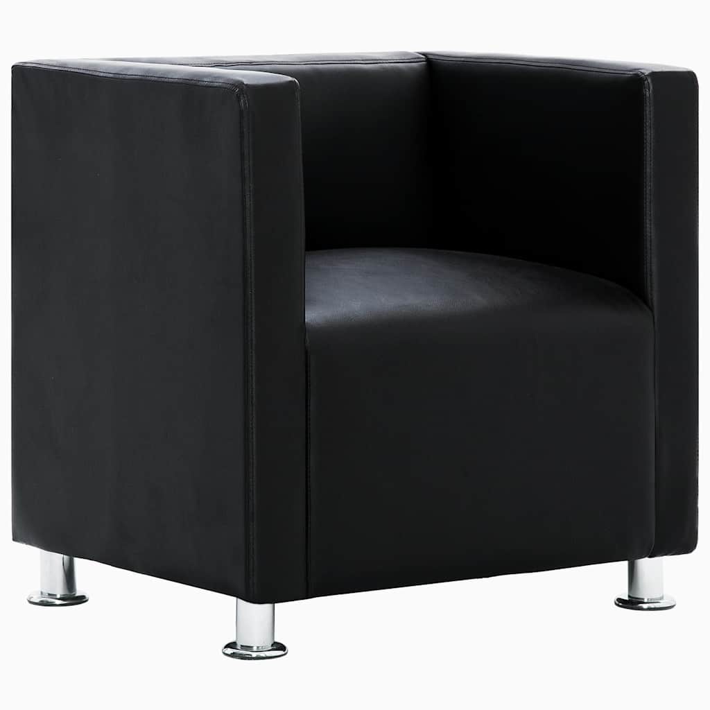 vidaXL Cube Armchair Artificial Leather Black