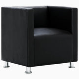 vidaXL Cube Armchair Artificial Leather Black