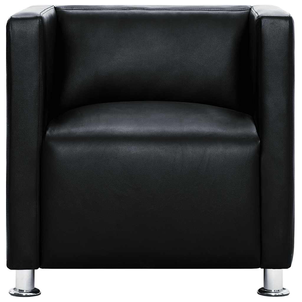 vidaXL Cube Armchair Artificial Leather Black