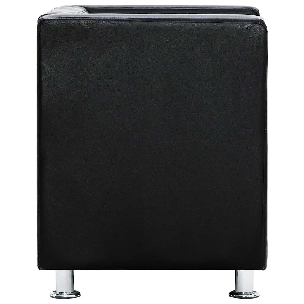vidaXL Cube Armchair Artificial Leather Black