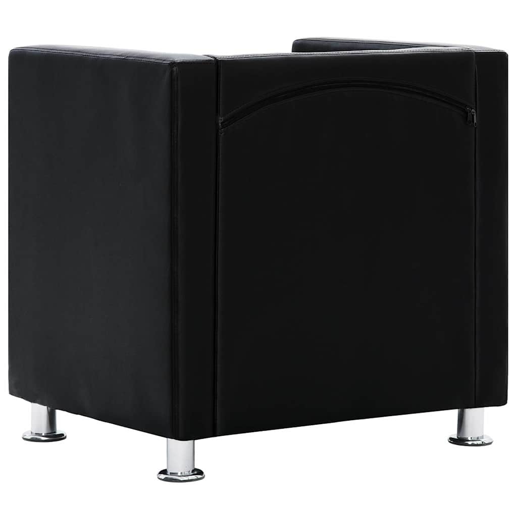 vidaXL Cube Armchair Artificial Leather Black