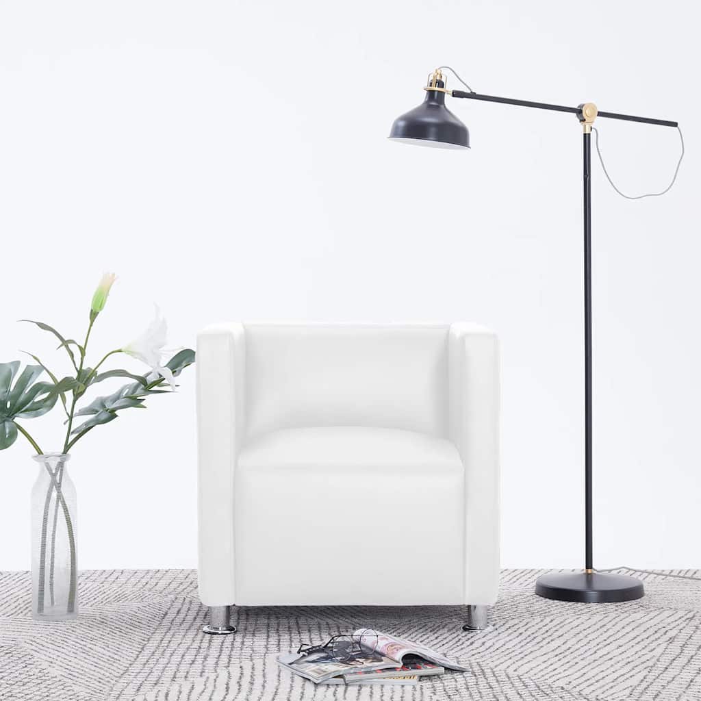 vidaXL Cube Armchair Artificial Leather Black
