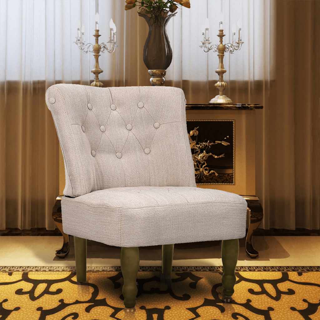 vidaXL French Armchair Cream Fabric