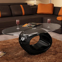 vidaXL Salontafel met ovaal glazen tafelblad hoogglans wit