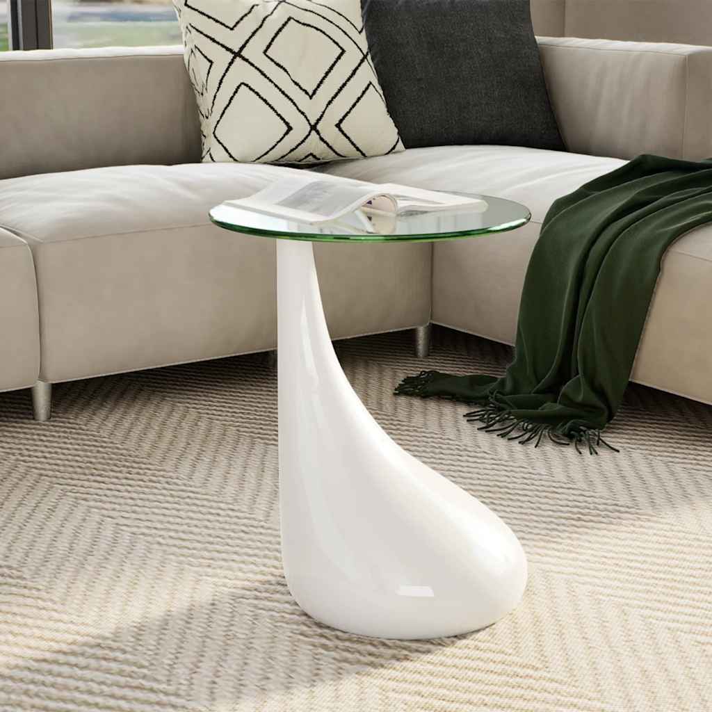 vidaXL Salontafel met rond glazen tafelblad hoogglans zwart